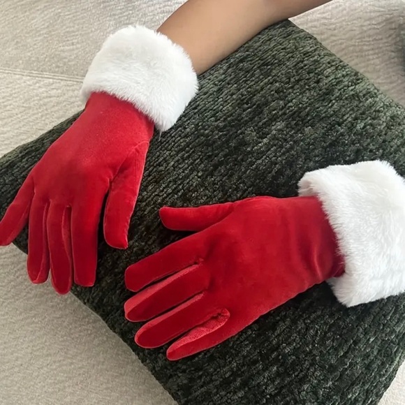Accessories - Red Santa Gloves with White Fur Trim